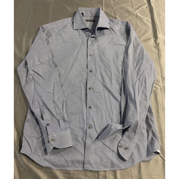 Saks Fifth Avenue Other - Saks Fifth Avenue Mens Blue White Micro Pattern Cotton Dress Shirt 16.5 34/35